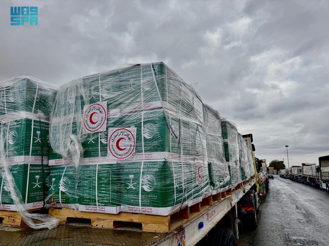 New Saudi Relief Aid Crosses Rafah Border Bound for Gaza