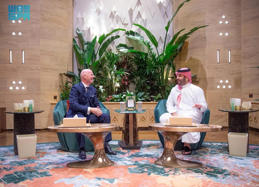 HRH the Crown Prince Meets with FIFA President to Discuss Sports Cooperation