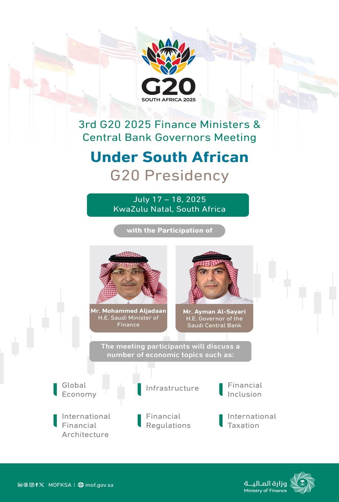 Finance Minister Heads Kingdom’s Delegation at 3rd Finance Ministers and Central Bank Governors Meeting under South Africa’s G20 Presidency