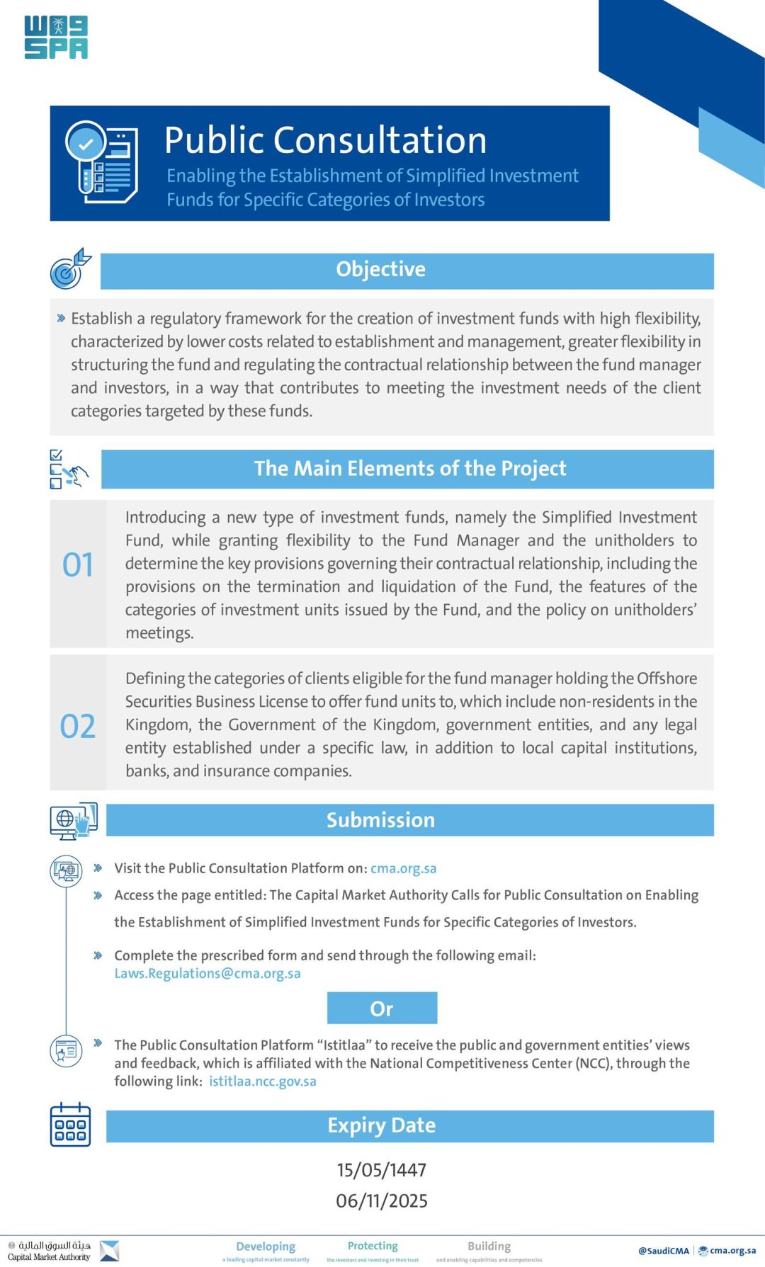 CMA Calls for Public Consultation on Draft Rules for Establishing Simplified Investment Funds
