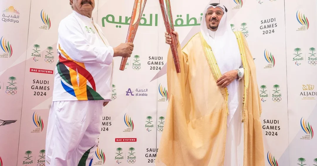 Qassim Governor Receives Torch of Third Saudi Games in Buraidah