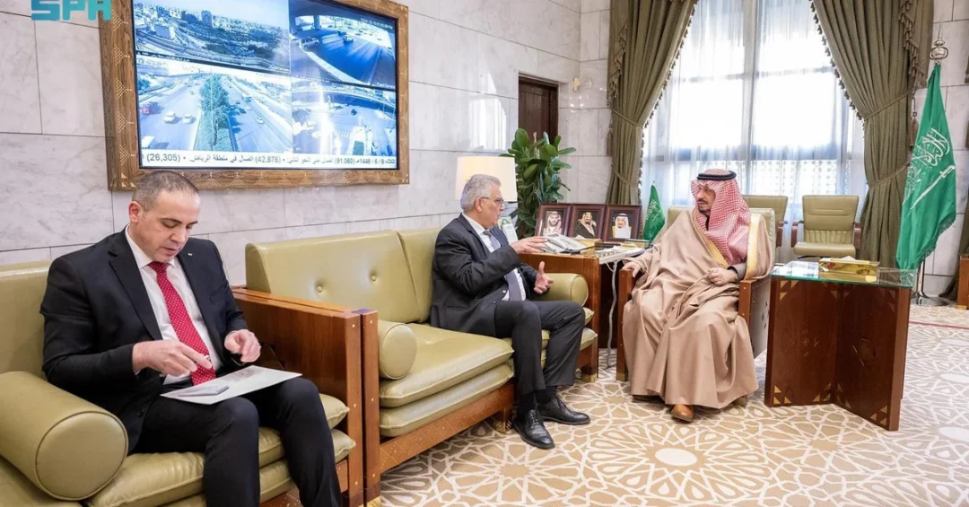 Riyadh Governor Welcomes New Palestinian Ambassador to Saudi Arabia
