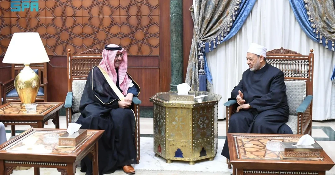 Grand Imam of Al-Azhar Meets Saudi Ambassador to Egypt in Cairo