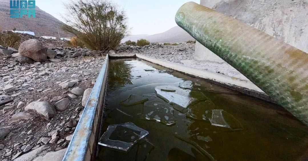 Water Freezes as Polar Wave Grips Tabuk Region in Saudi Arabia