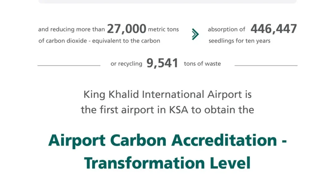 King Khalid International Airport First in Saudi Arabia to Earn Top Carbon Accreditation
