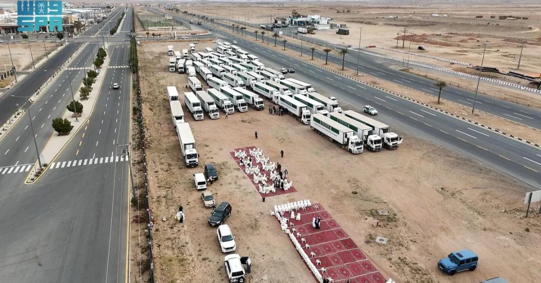 Saudi Arabia Sends 60 Relief Trucks to Support Syrian People