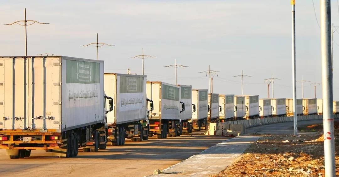 Convoy of 60 Saudi Aid Trucks Reaches Syria via Nasib Crossing